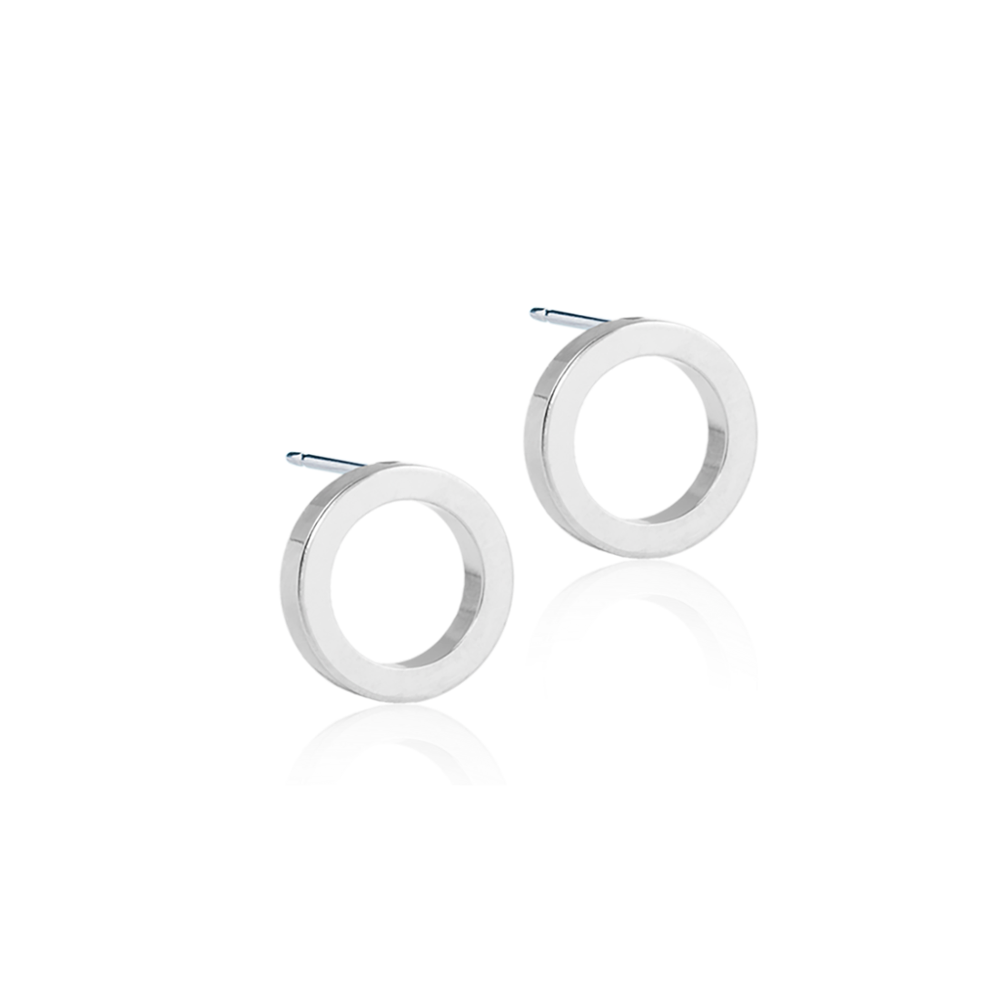 Natural Titanium Puck Hollow Earrings 10mm