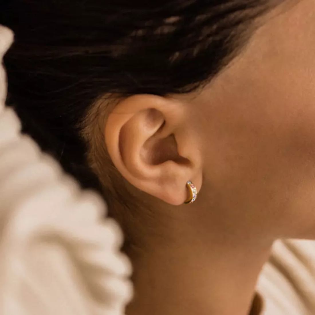 Gold Titanium Pendant Brilliance Curved Earrings