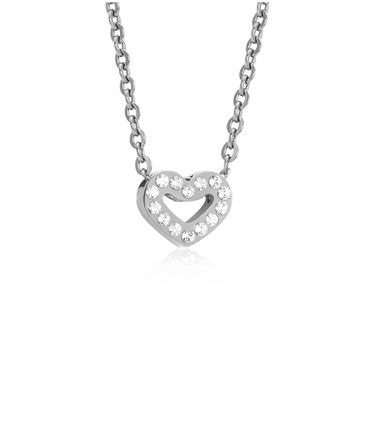 Silver Titanium Brilliance Heart Hollow Necklace