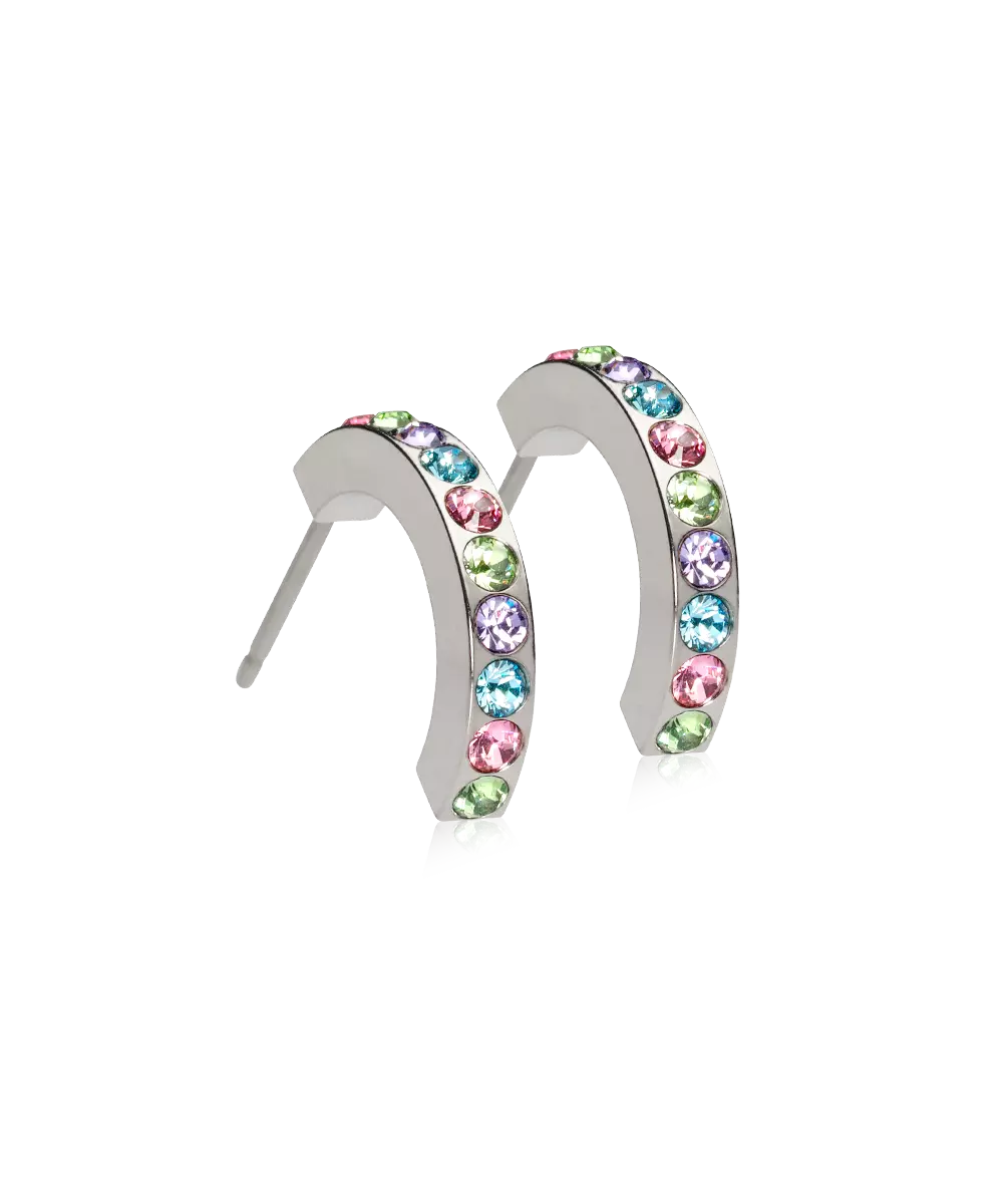 Natural Titanium Pendant Brilliance Curved Crystal Earrings