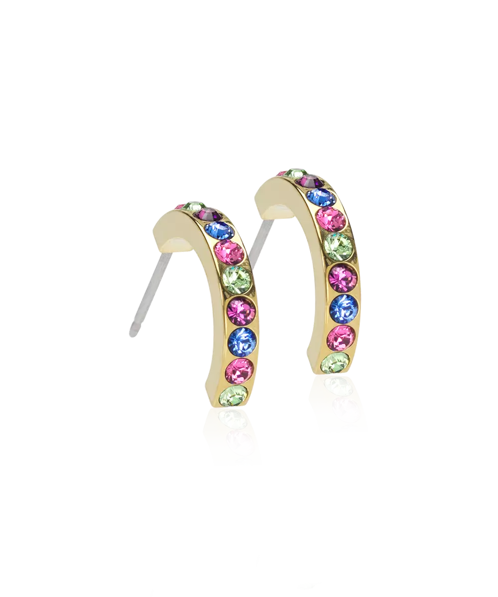 Gold Titanium Pendant Brilliance Curved Earrings