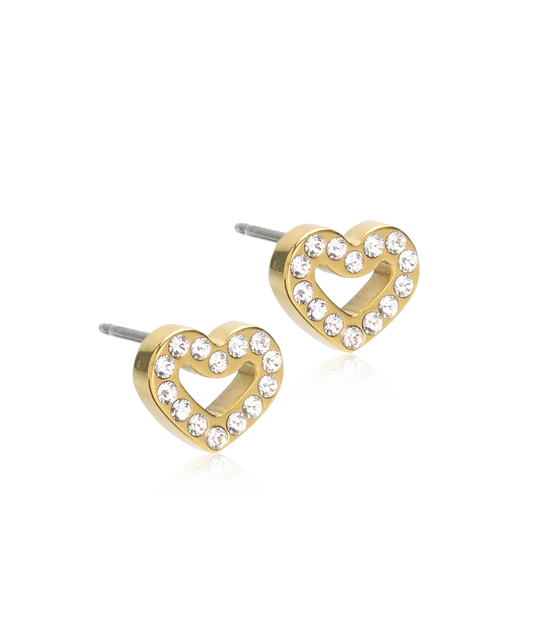 Golden Titanium Brilliance Heart Hollow Earring