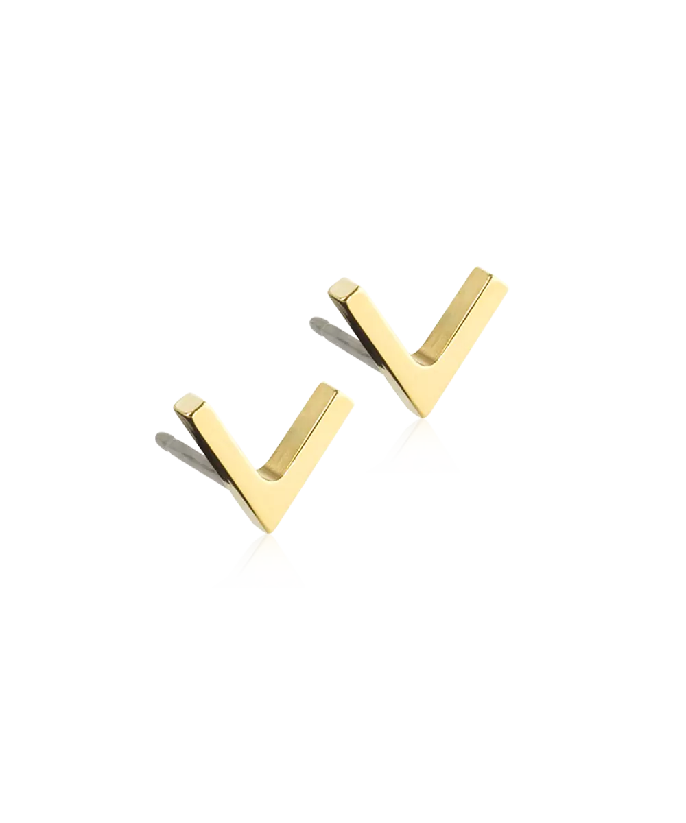 Golden Titanium Plain V Earring
