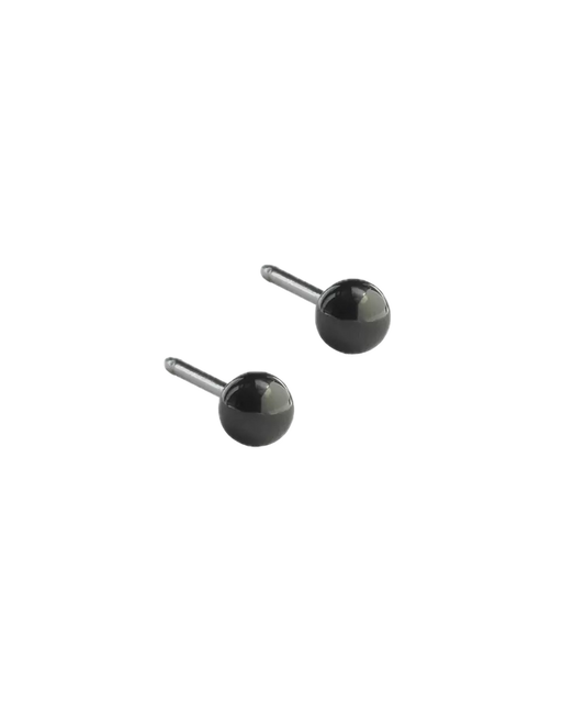 Black Titanium Ball Earrings 3mm
