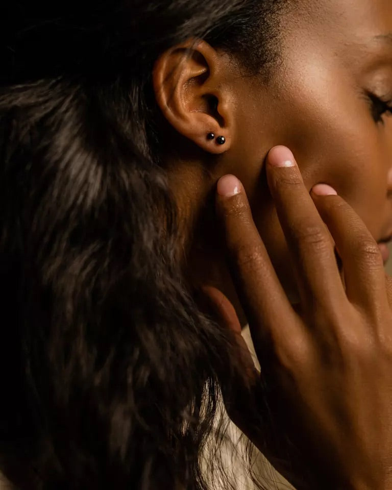 Black Titanium Ball Earrings 3mm