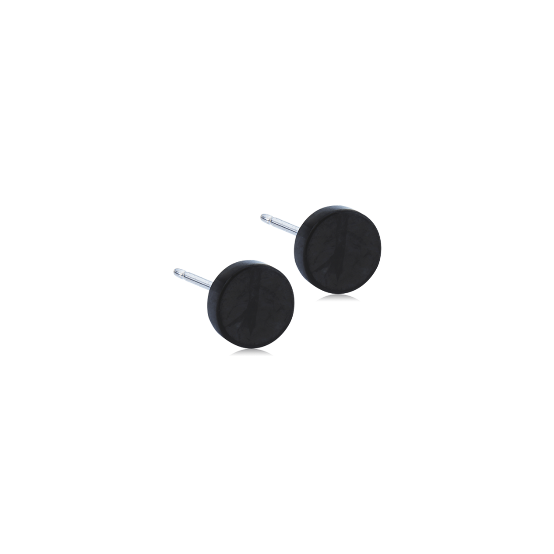 Black Titanium Puck Earrings 8mm