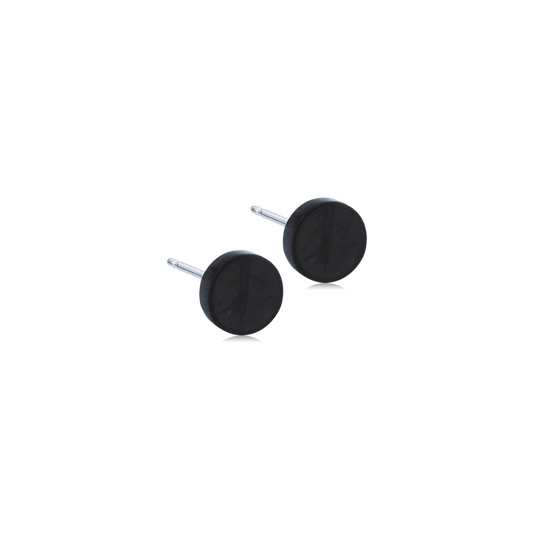 Black Titanium Puck Earrings 8mm