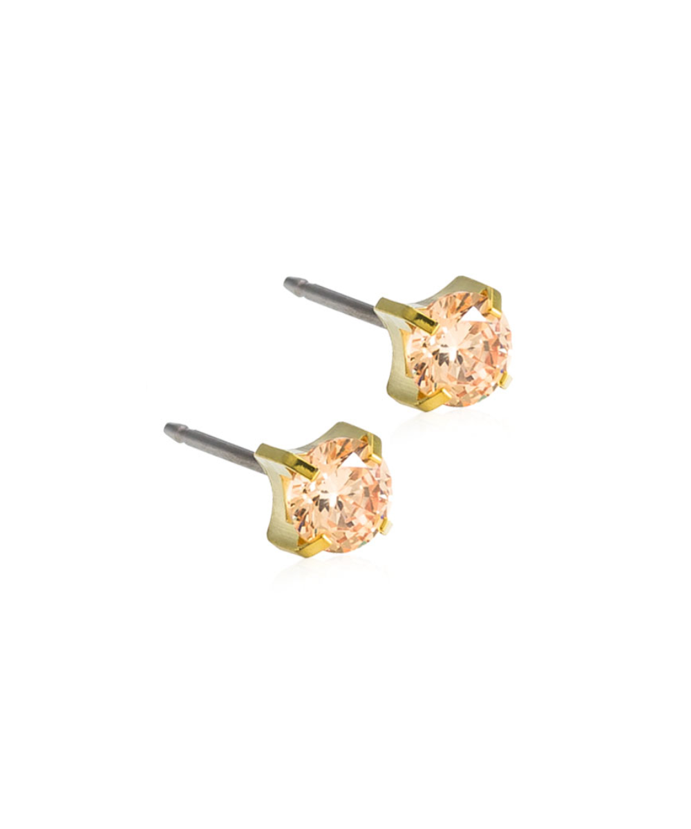 Gold Titanium Tiffany Gold Cubic Zirconia Earrings