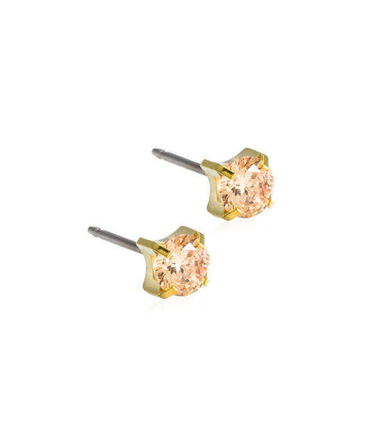 Gold Titanium Tiffany Gold Cubic Zirconia Earrings