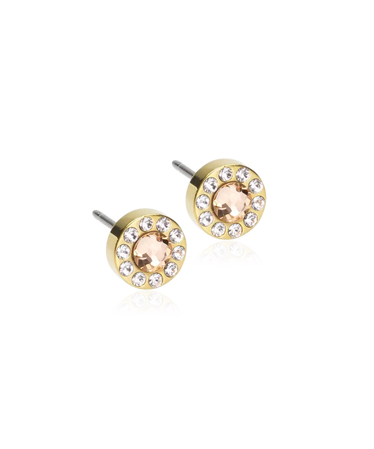 Gold Titanium Brilliance Halo Earring Crystal/ Gold 6mm