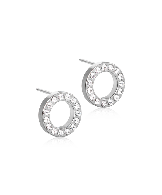 Natural Titanium Brilliance Puck Hollow Crystal Earrings
