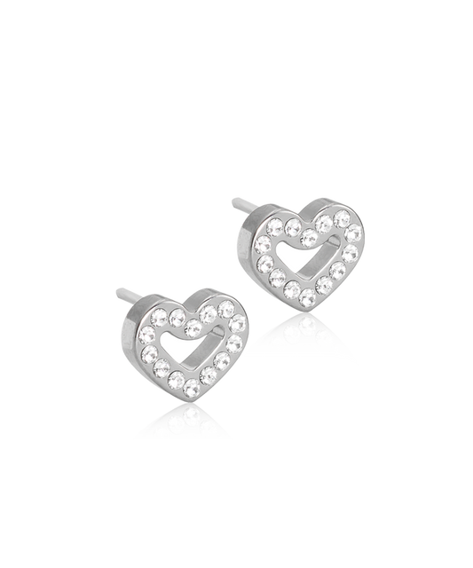 Natural Titanium Brilliance Heart Hollow Earrings