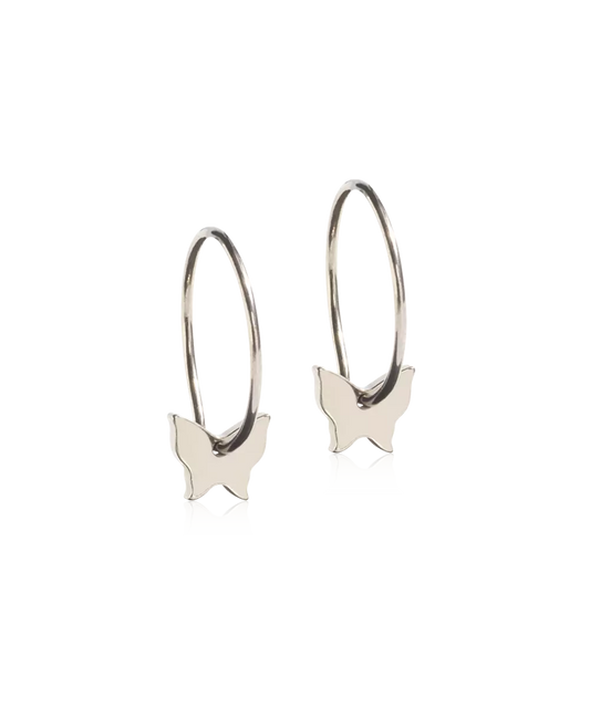 Natural Titanium Butterfly Pendant Ear Rings 8mm