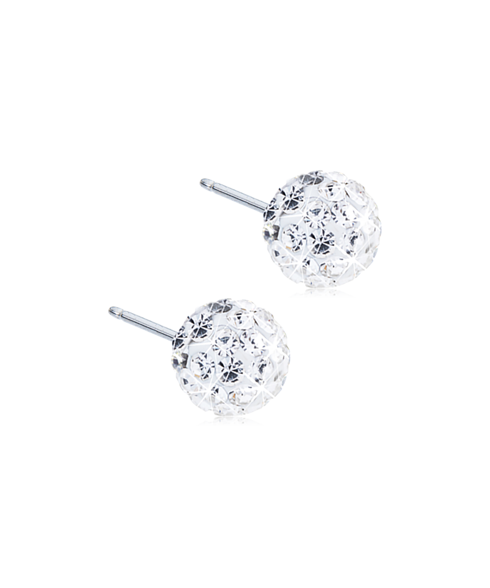 Natural Titanium Crystal Ball Cubic Zirconia Earrings 6mm