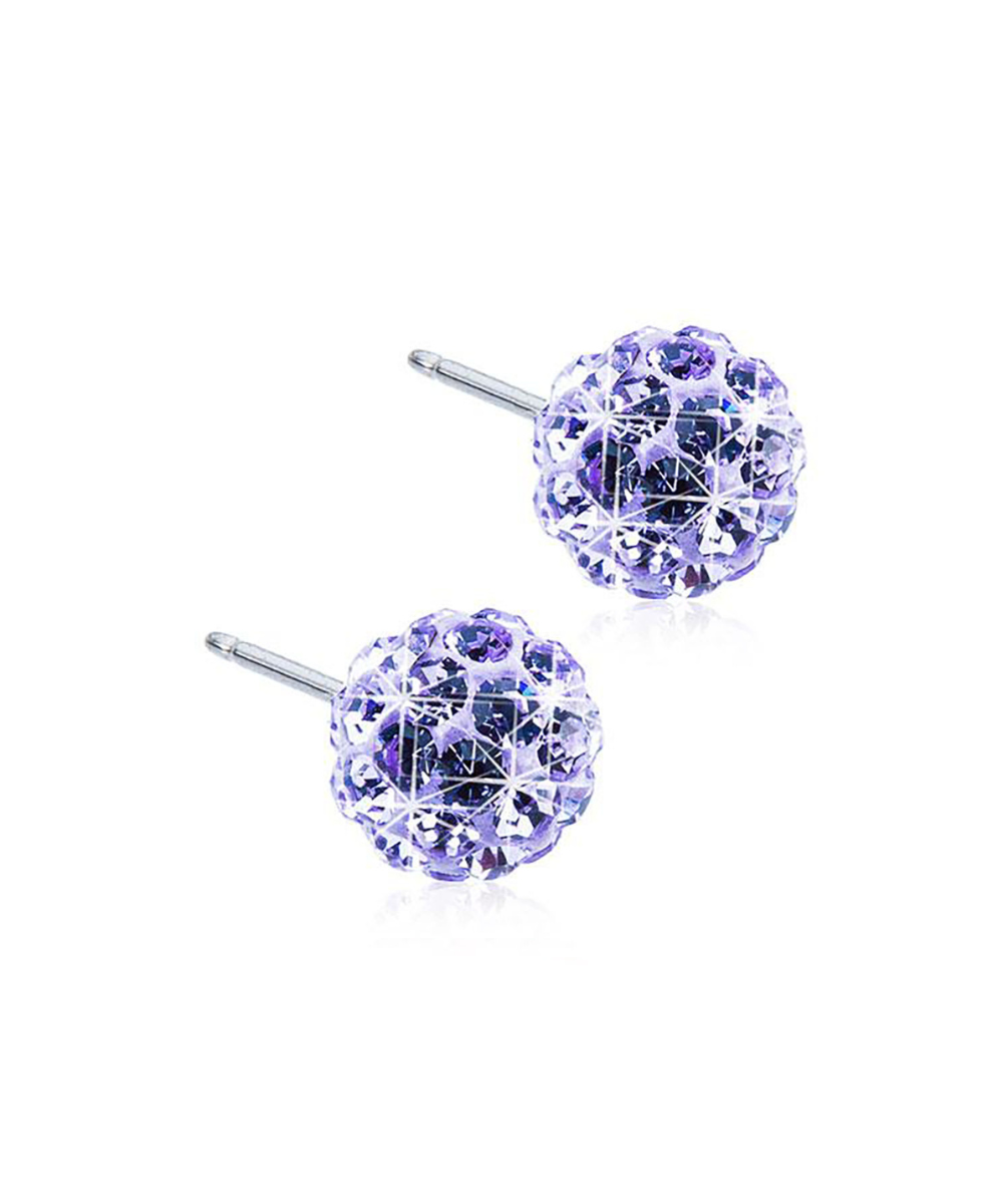 Natural Titanium Crystal Ball Cubic Zirconia Earrings 6mm