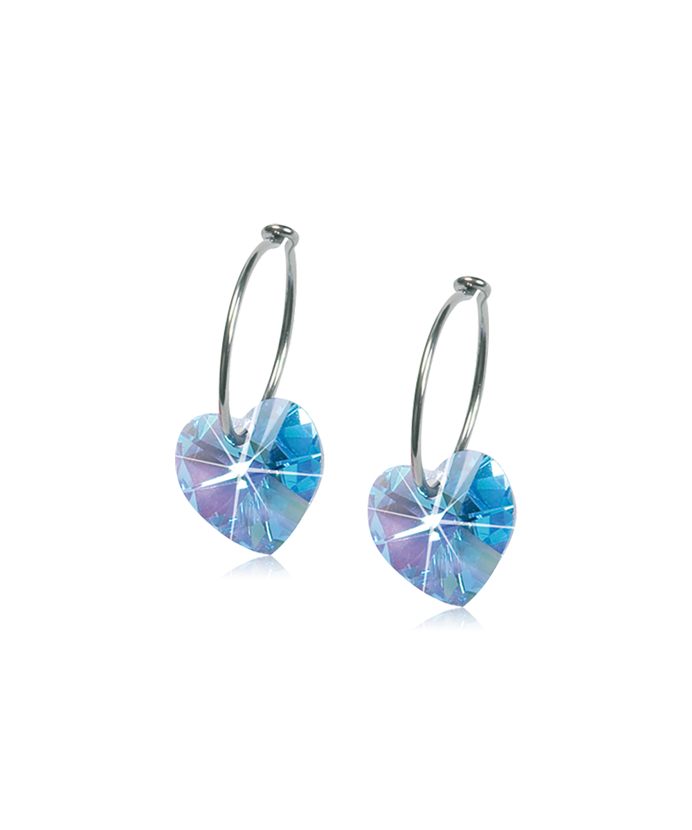 Natural Titanium Heart Crystal Earrings 10mm