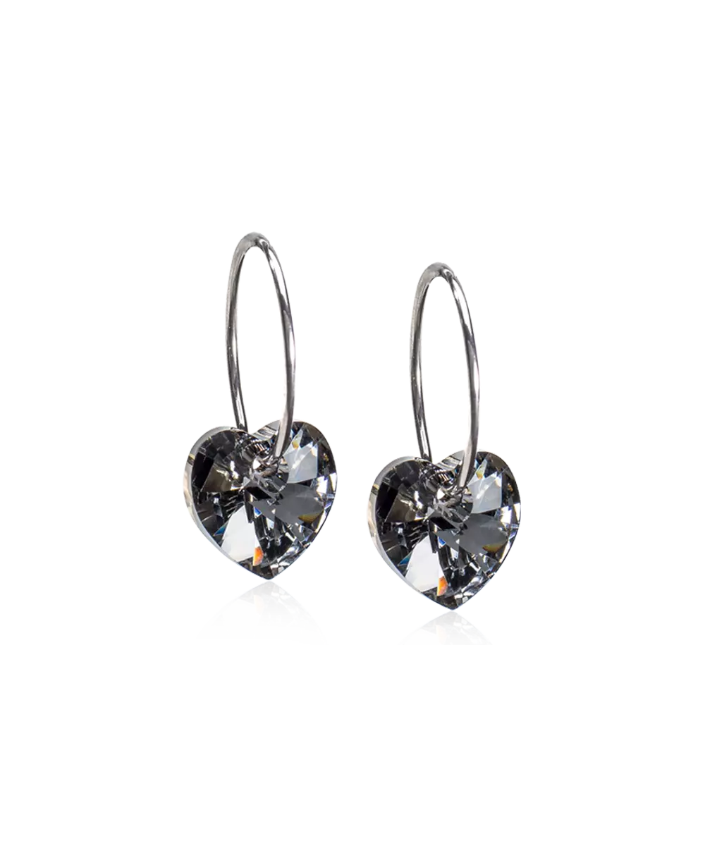 Natural Titanium Heart Crystal Earrings 10mm