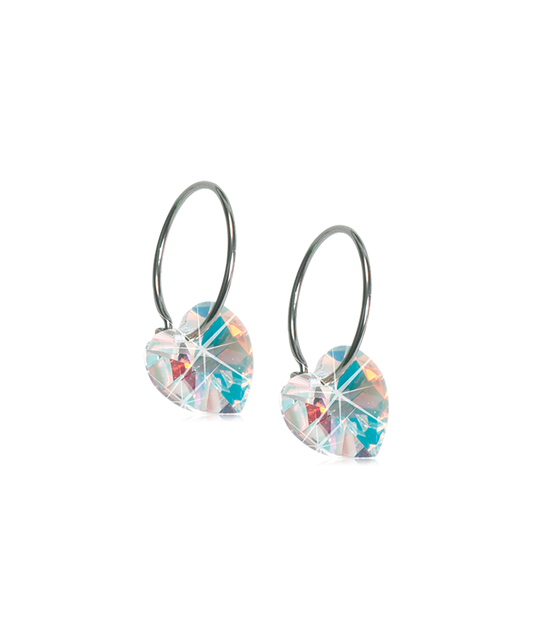 Natural Titanium Heart Crystal Earrings 10mm
