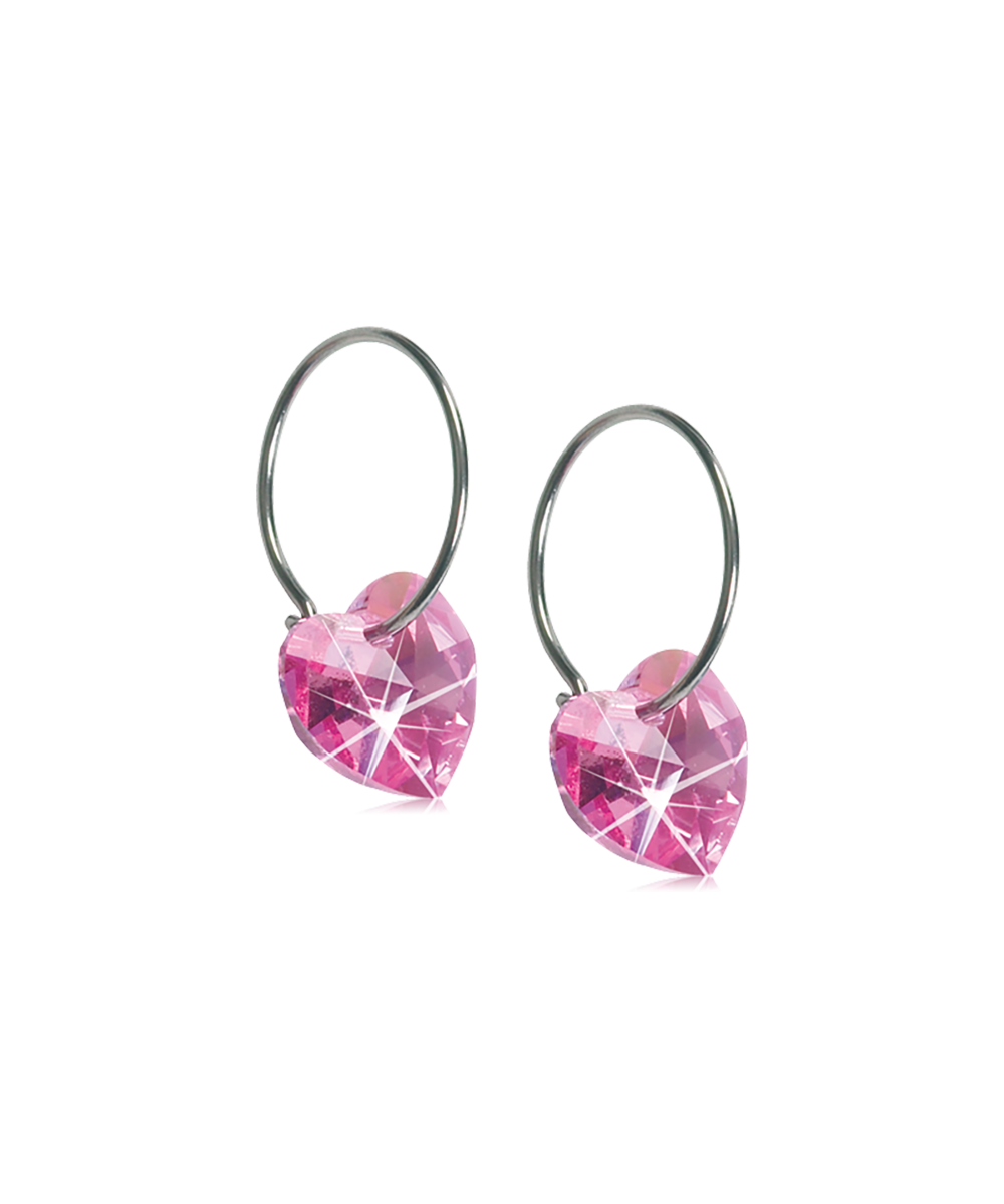 Natural Titanium Heart Crystal Earrings 10mm