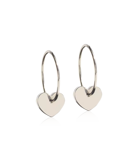 Natural Titanium Heart Pendant Ear Rings 8mm