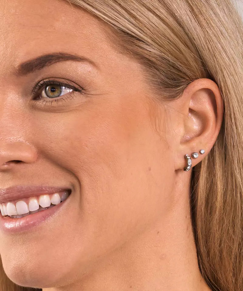 Natural Titanium Pendant Brilliance Curved Crystal Earrings