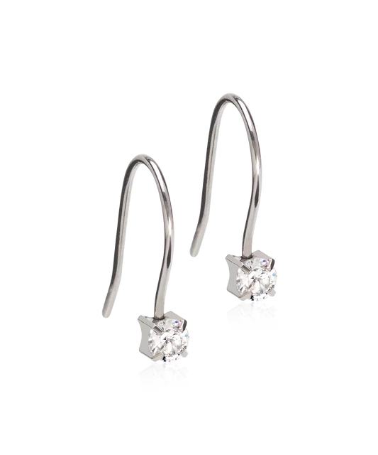 Natural Titanium Cubic Zirconia Tiffany Pendant Earrings 7mm