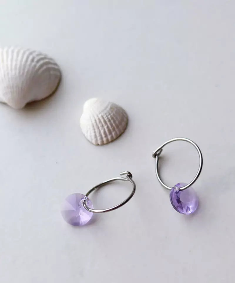 Natural Titanium Round Pendant Earrings 8mm