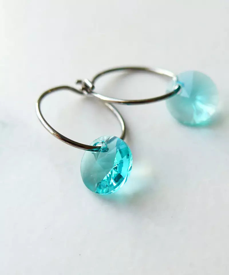 Natural Titanium Round Pendant Earrings 8mm