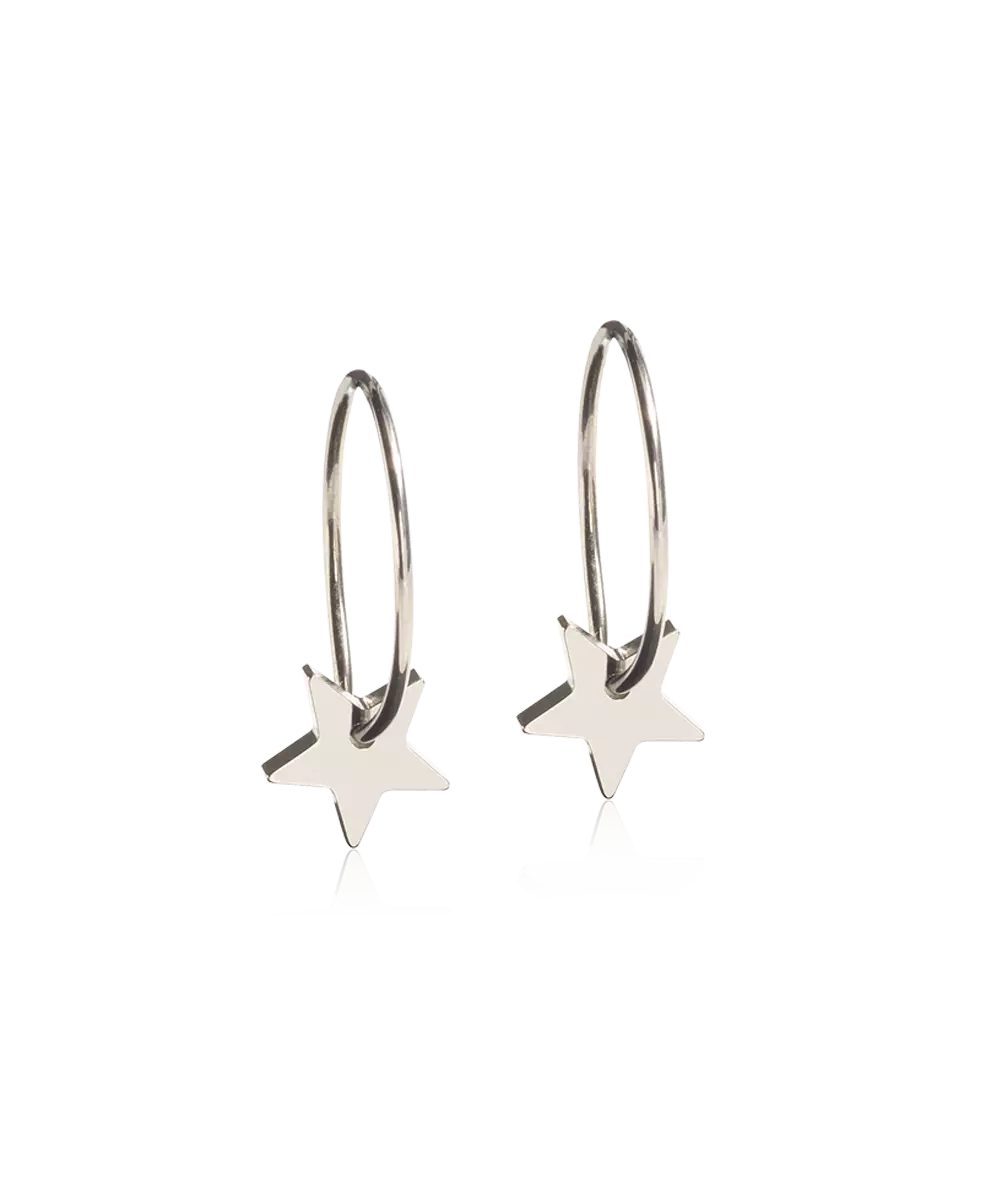 Natural Titanium Star Pendant Ear Rings 8mm