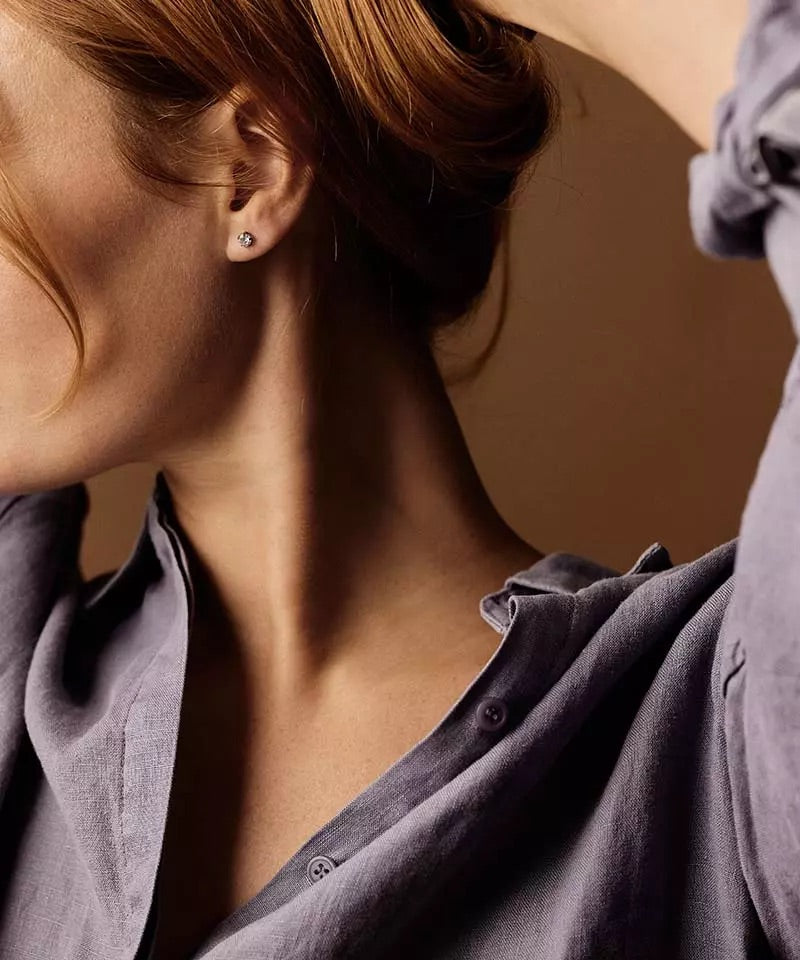 Silver Titanium Tiffany Precious White Cubic Zirconia Earrings