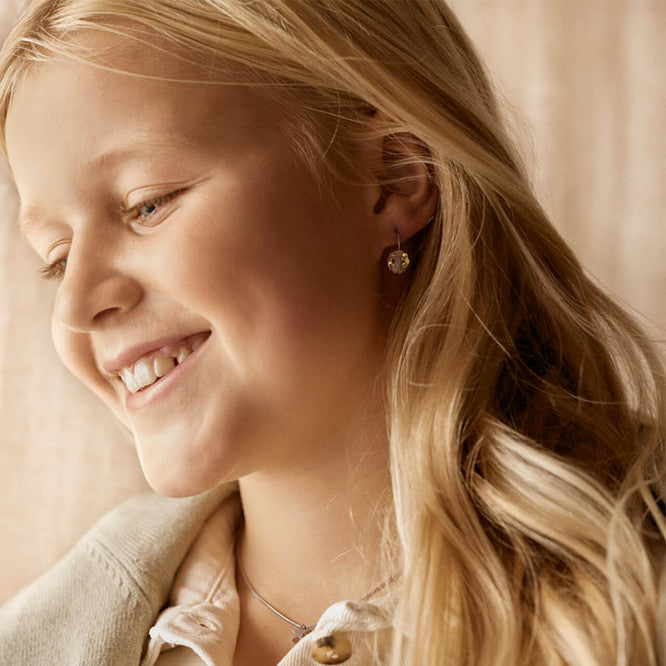 Natural Titanium Bead Pendant Earrings