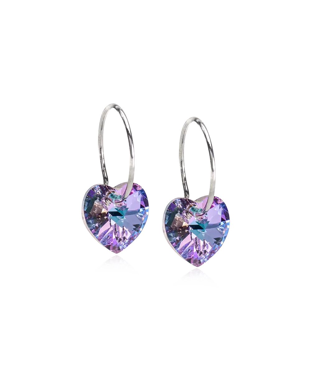 Natural Titanium Heart Crystal Earrings 10mm