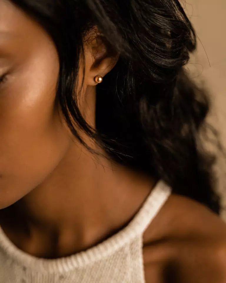 Natural Titanium Pearl Earrings 6mm