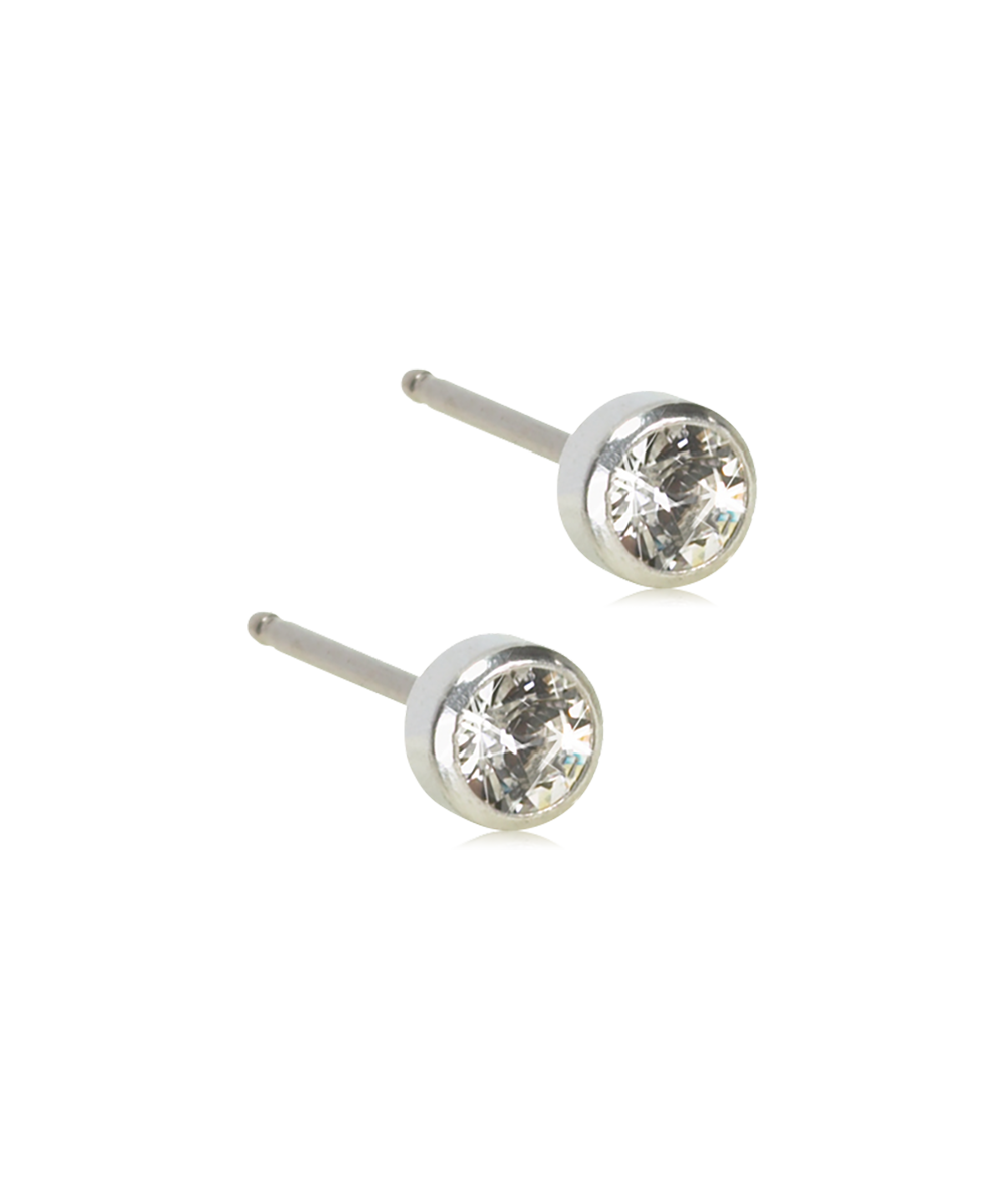 Silver Titanium Bezel Crystal Earrings