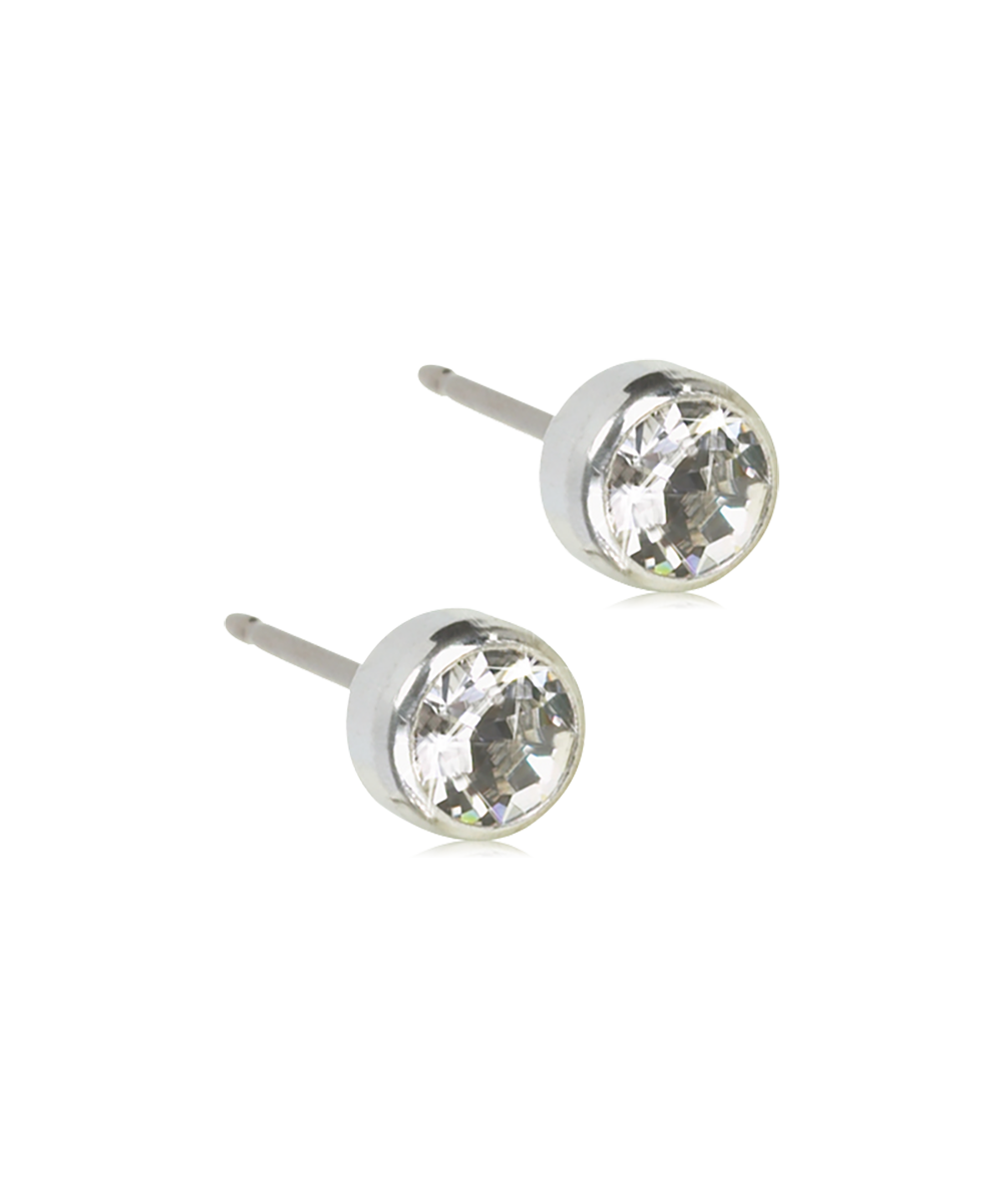Silver Titanium Bezel Crystal Earrings
