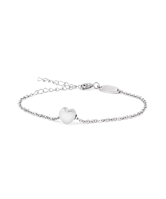 Silver Titanium Heart Bracelet 8mm