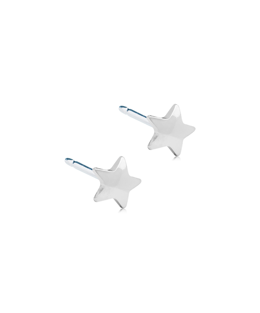 Silver Titanium Star Earrings
