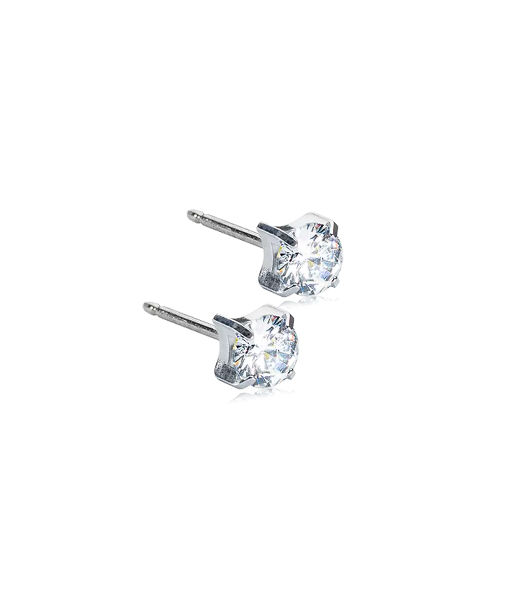 Silver Titanium Cubic Zirconia Tiffany Earrings