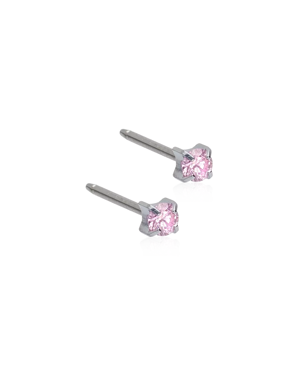 Silver Titanium Cubic Zirconia Tiffany Earrings