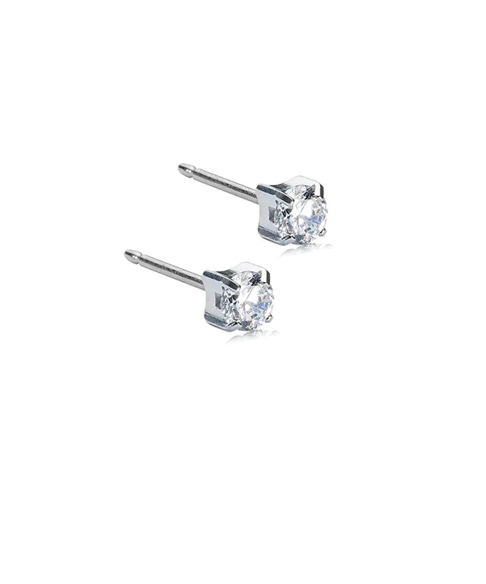 Silver Titanium Cubic Zirconia Tiffany Earrings
