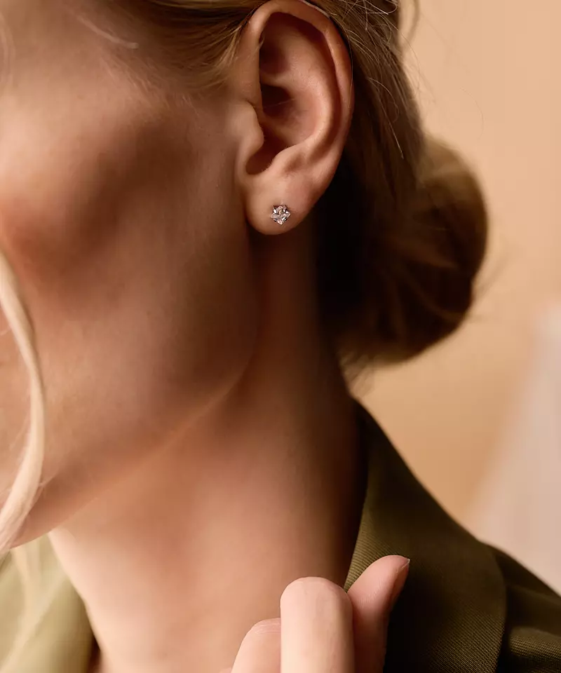 Silver Titanium Tiffany Edge White Cubic Zirconia Earrings