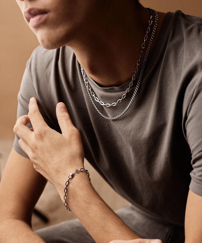 Silver Medium Link Necklace 52 cm