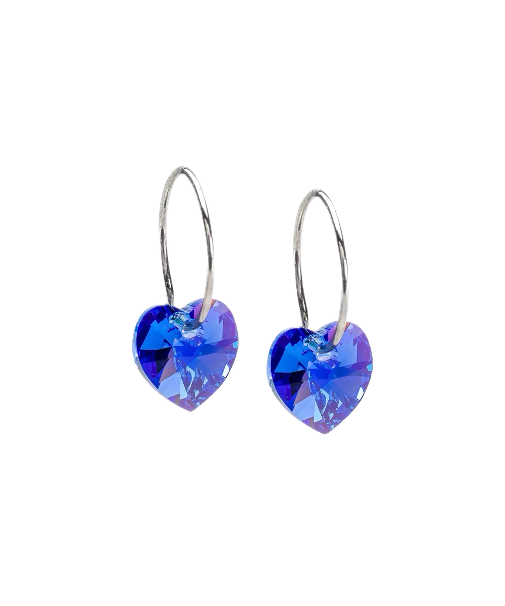 Natural Titanium Heart Crystal Earrings 10mm