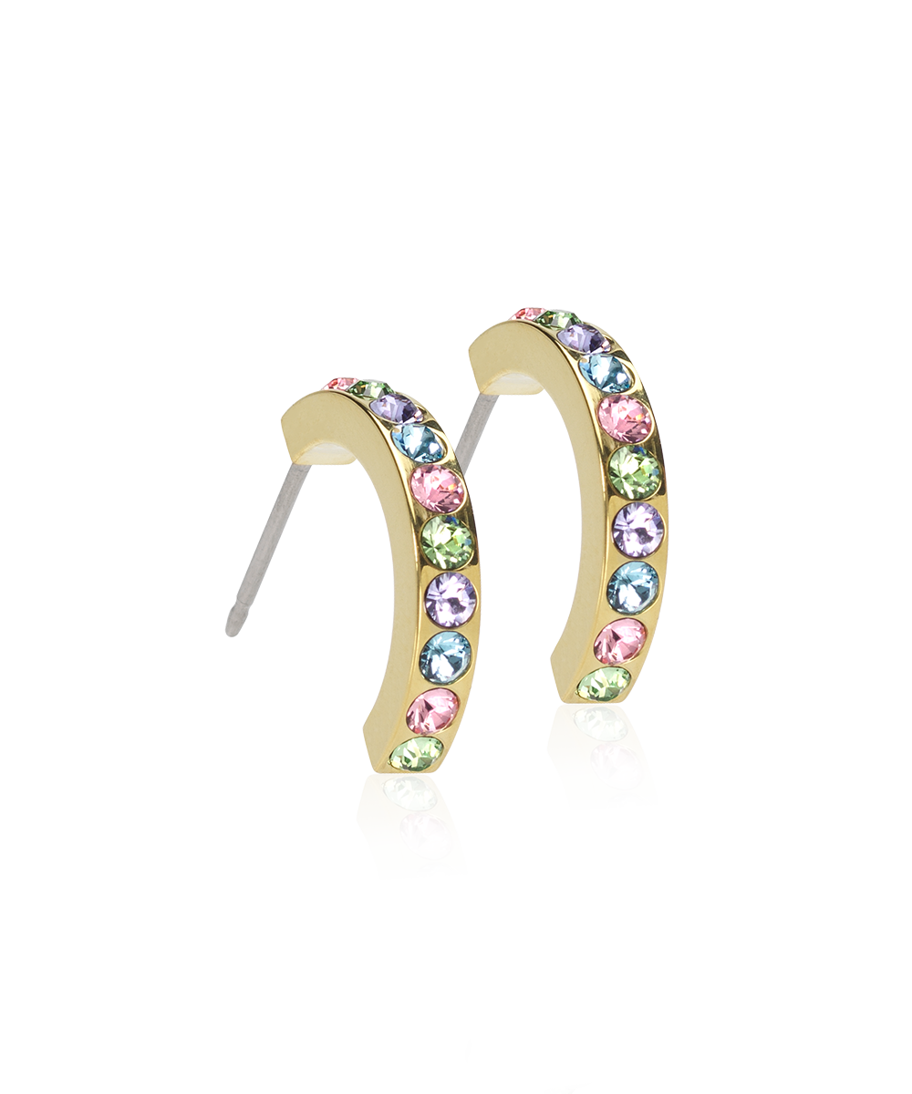 Gold Titanium Pendant Brilliance Curved Earrings