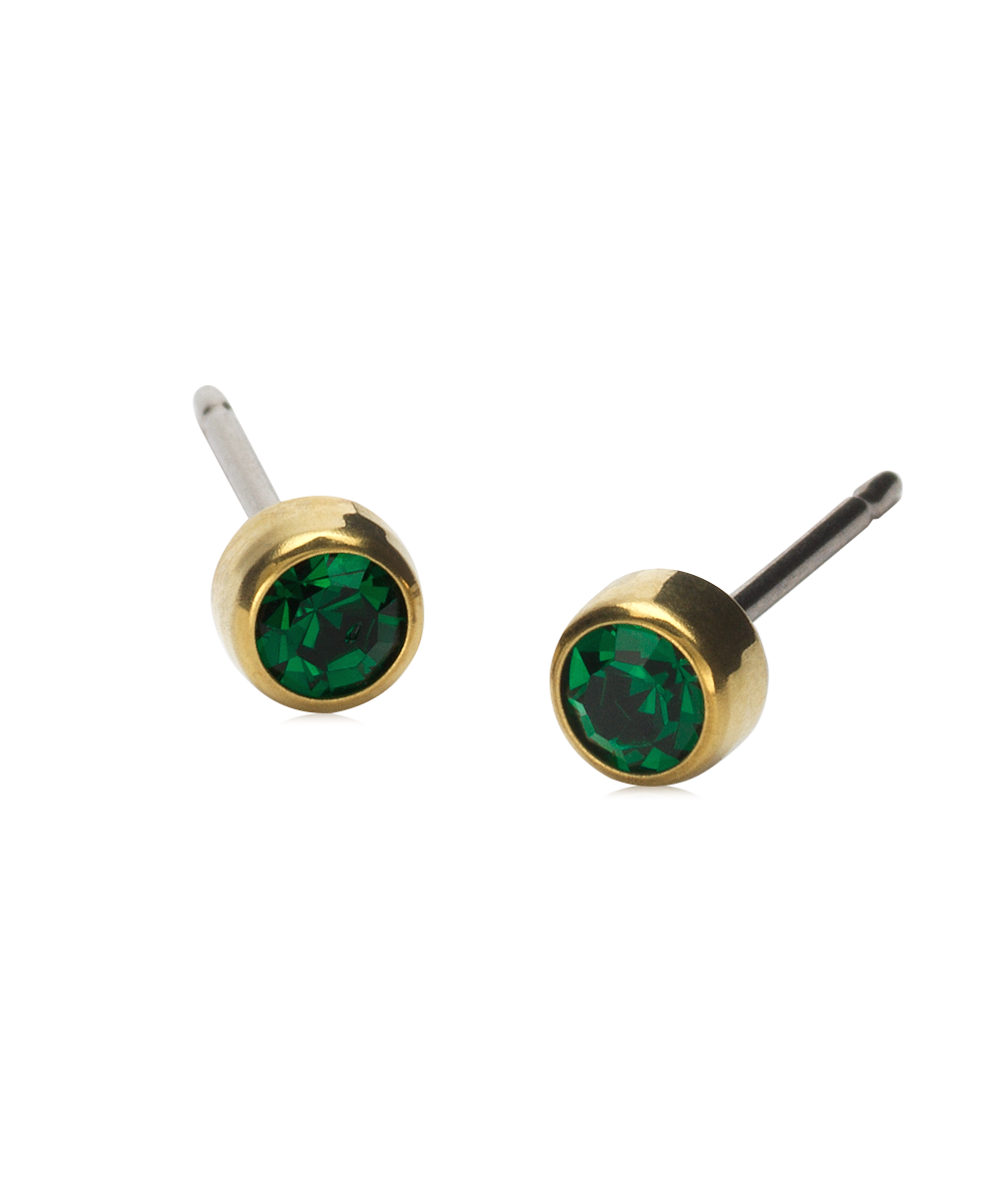 Gold Titanium Bezel Earrings