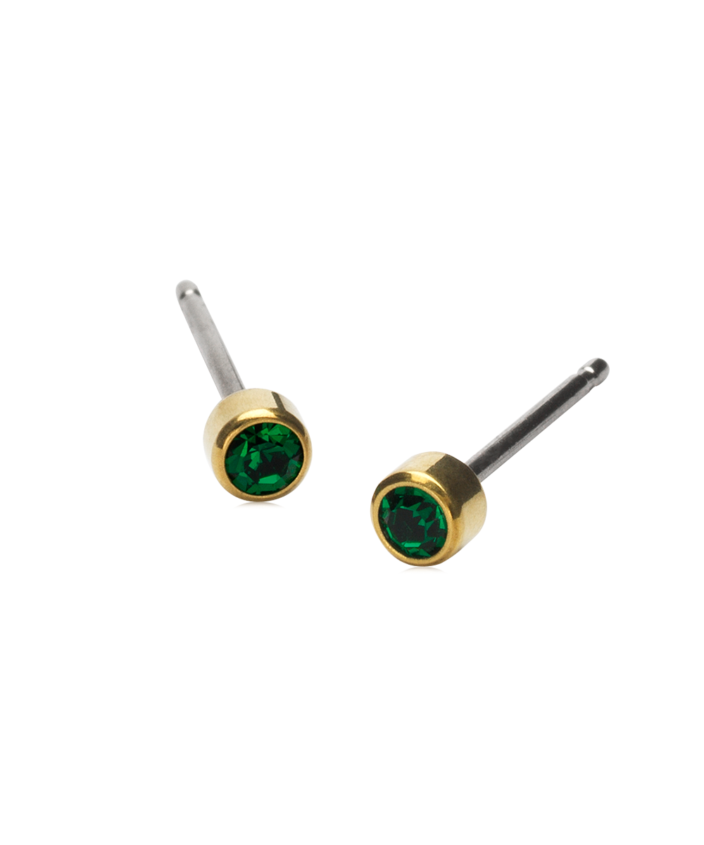 Gold Titanium Bezel Earrings