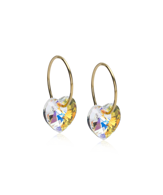 Gold Titanium Heart Earrings 10mm