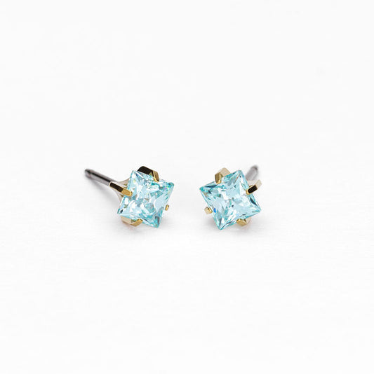 Gold Titanium Tiffany Edge 5mm, CZ Aquamarine