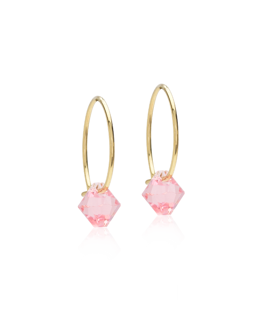 Gold Titanium Bicone Earrings 14mm, Light Rose