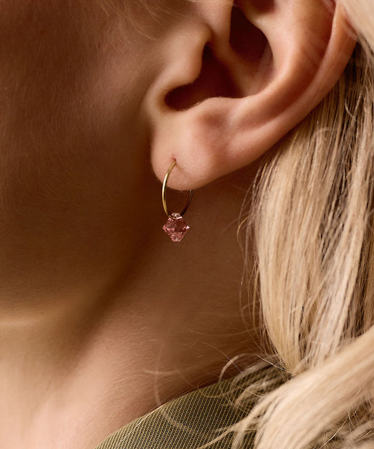 Gold Titanium Bicone Earrings 14mm, Light Rose